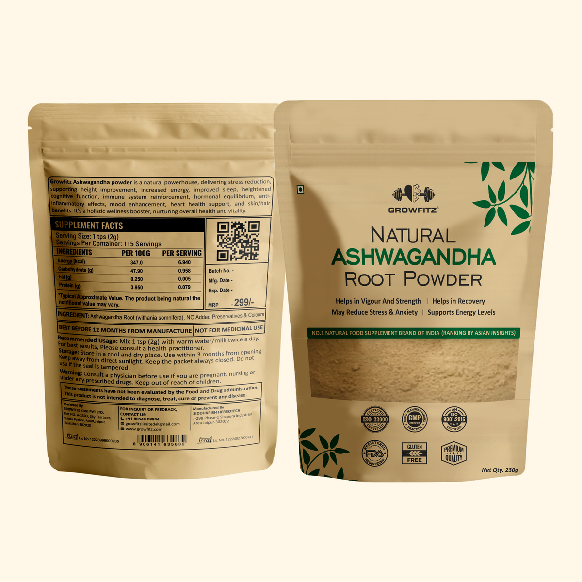 Ashwagandha Root Powder | Herbal Wellness | 230g