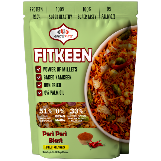 Baked Namkeen Mixture 200g | Peri Peri Spice Flavor | Non-Fried Millet Snack | 0% Palm Oil | 12.4g Protein | Healthy, Tasty & Guilt-Free Namkeen