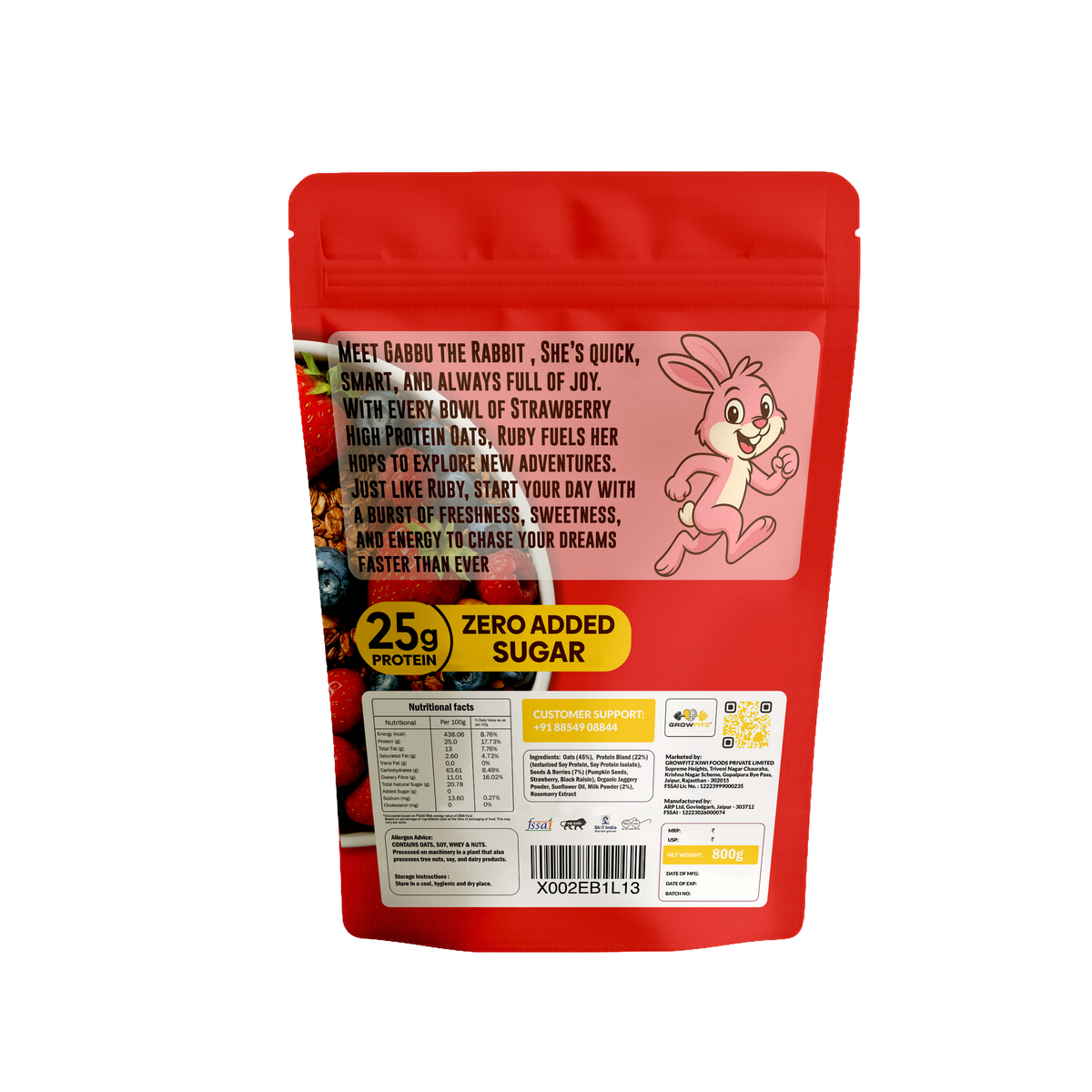 Strawberry Oats | 25g High Protein | 800g