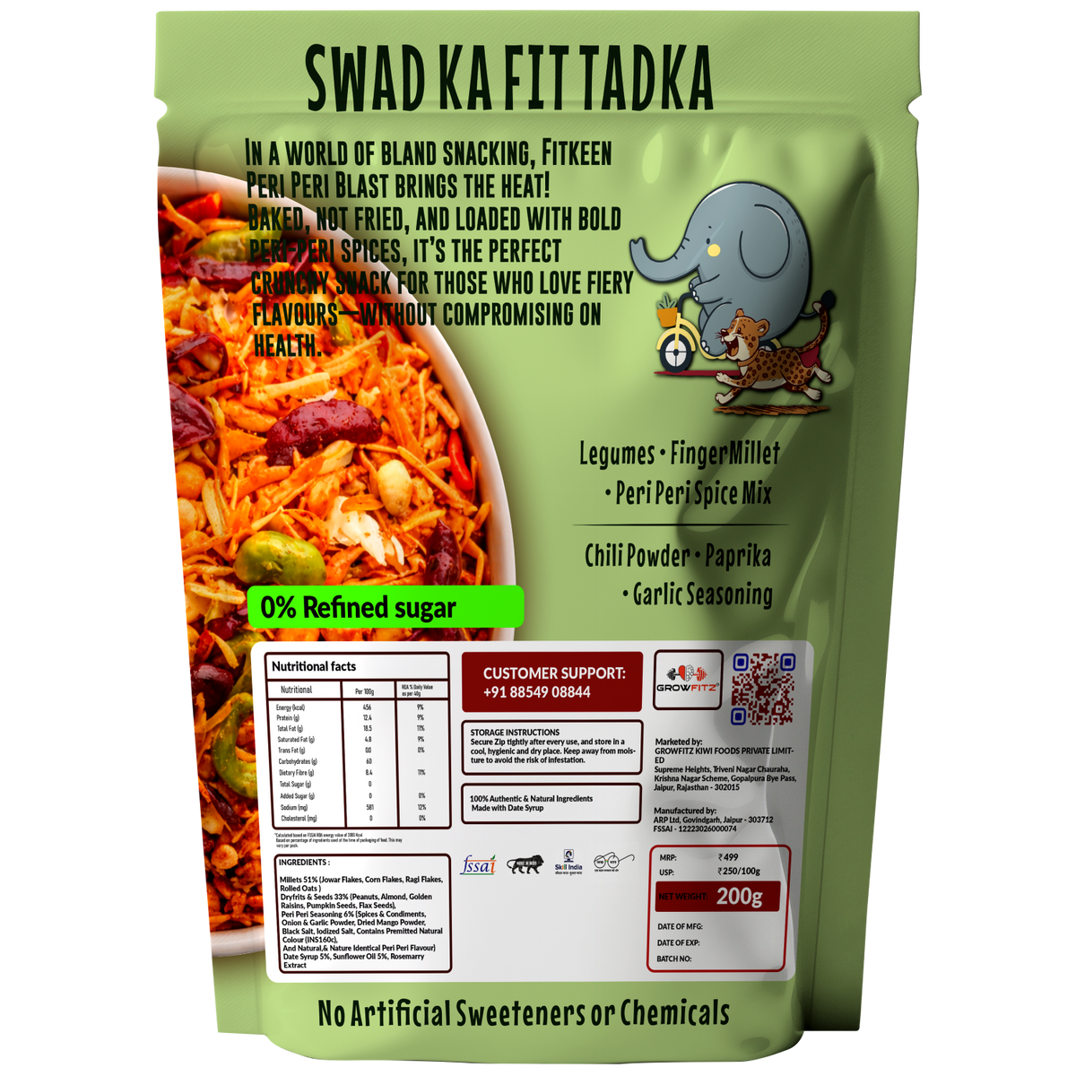 Baked Namkeen Mixture 200g | Peri Peri Spice Flavor | Non-Fried Millet Snack | 0% Palm Oil | 12.4g Protein | Healthy, Tasty & Guilt-Free Namkeen