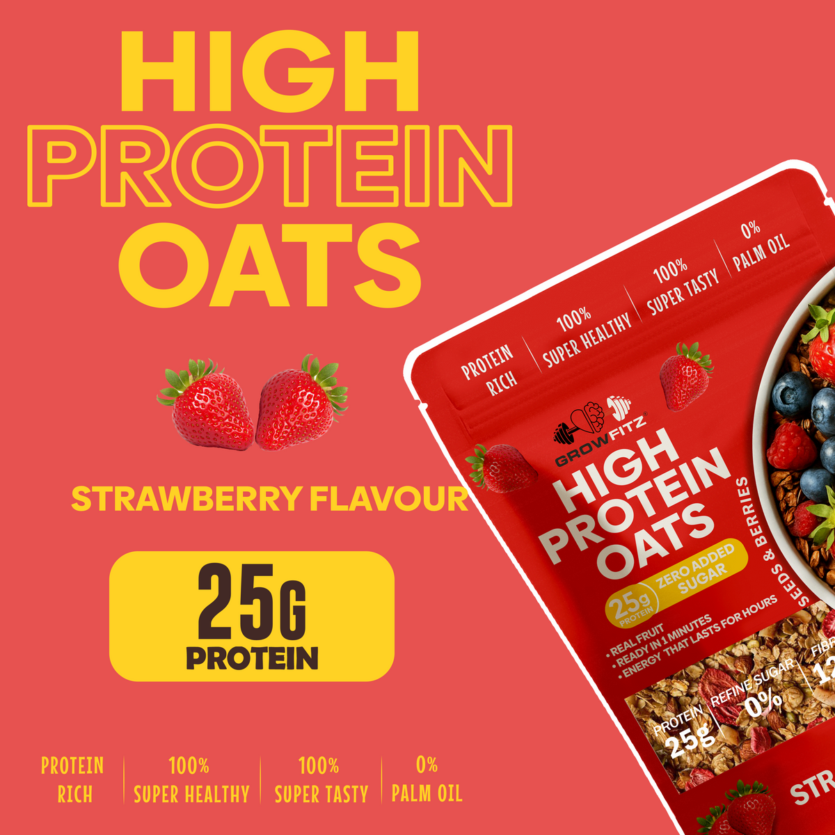 Strawberry Oats | 25g High Protein | 800g