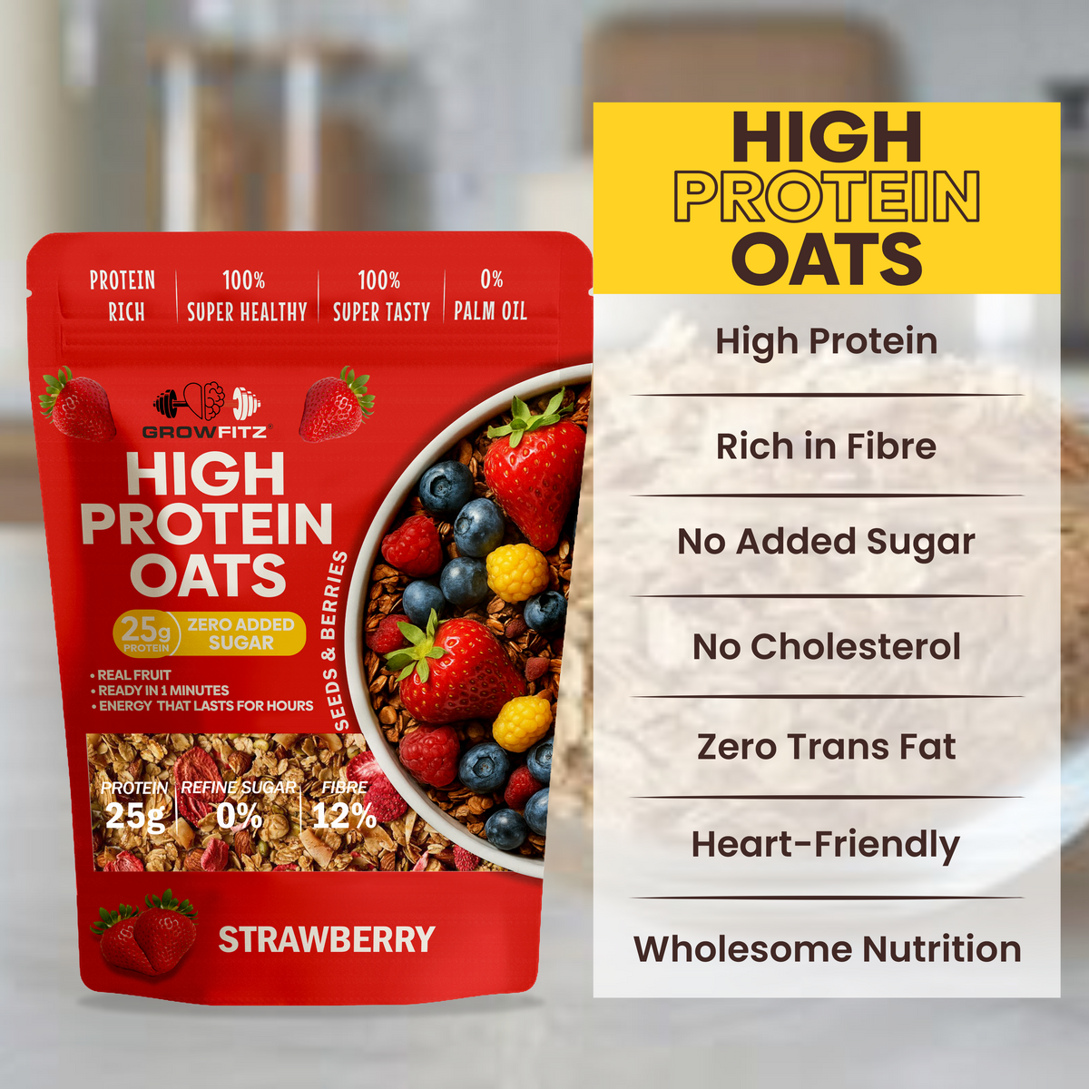 Strawberry Oats | 25g High Protein | 800g