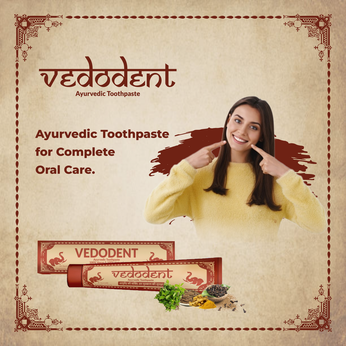 Vedodent Herbal Ayurvedic Red Toothpaste | Germ & Cavity Protection | 100g