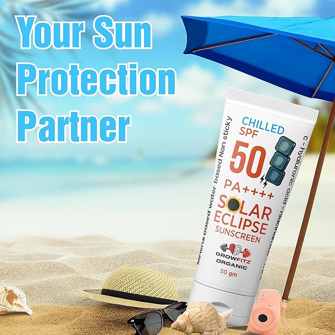 Solar Eclipse Sunscreen Spf 50 Pa++++ | For All Skin Type With Hyaluronic Acid,Vitamin C,Niacinamide & Mint | Unisex | 50G