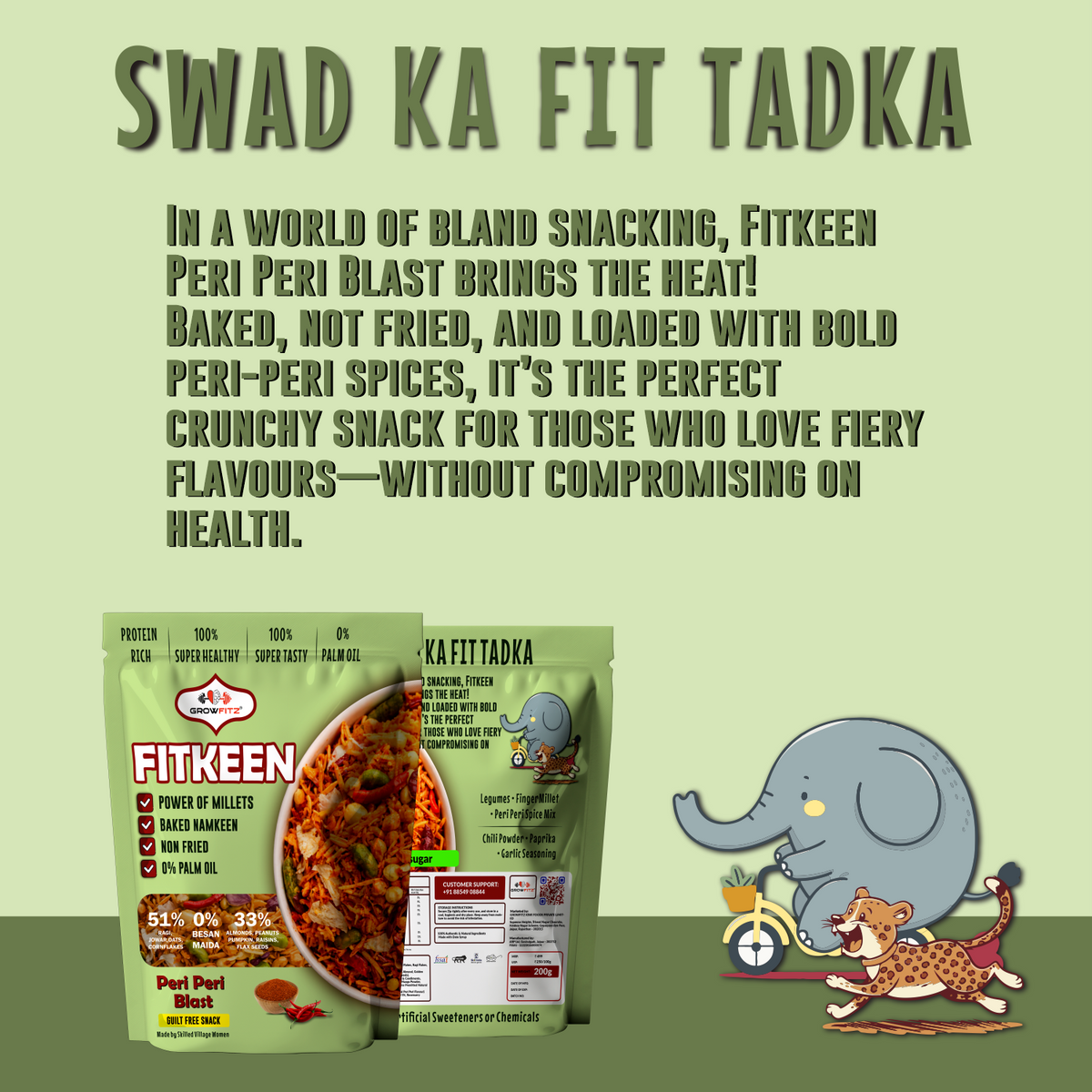Baked Namkeen Mixture 200g | Peri Peri Spice Flavor | Non-Fried Millet Snack | 0% Palm Oil | 12.4g Protein | Healthy, Tasty & Guilt-Free Namkeen
