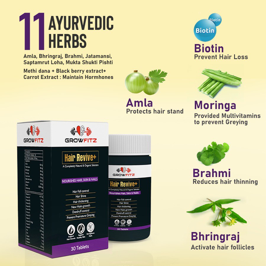 Hair Revive + | Natural Solution for Hairs | 30 Tablets