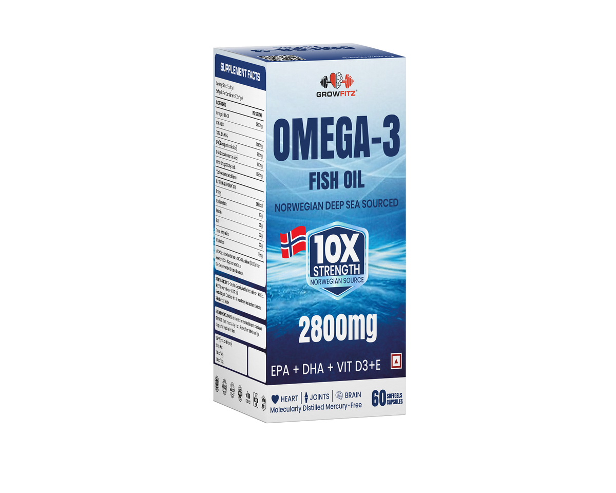 Omega 3 Fish Oil Capsules 2800mg | Fish Oil Omega 3 Supplement To Support Overall Health & Skin With Added Aloevera, Vitamin D3, Vitamin E For Men & Women - 60 Tablets