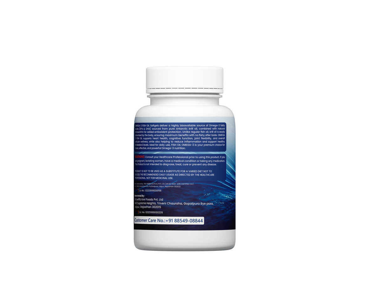 Omega 3 Fish Oil Capsules 2800mg | Fish Oil Omega 3 Supplement To Support Overall Health & Skin With Added Aloevera, Vitamin D3, Vitamin E For Men & Women - 60 Tablets