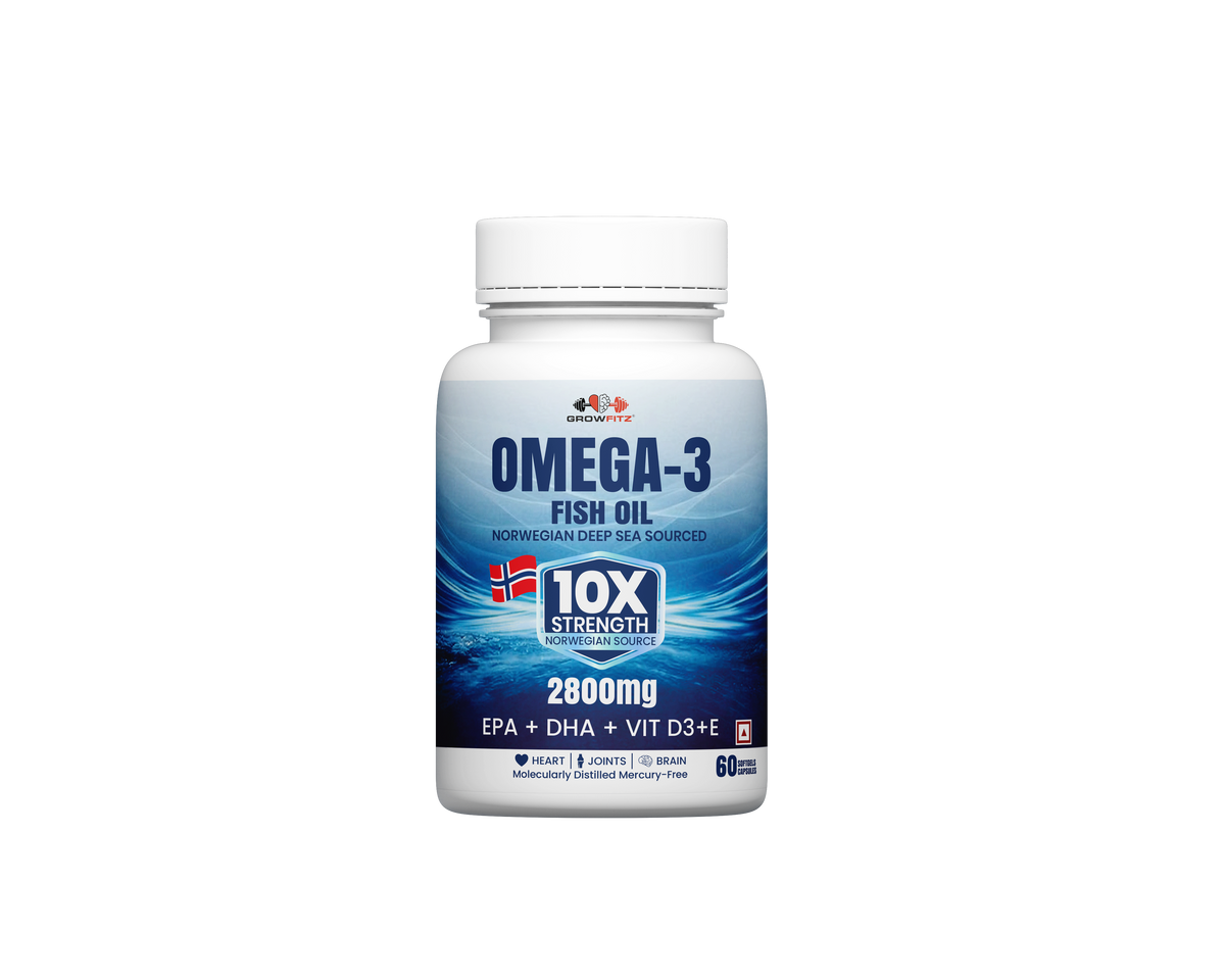 Omega 3 Fish Oil Capsules 2800mg | Fish Oil Omega 3 Supplement To Support Overall Health & Skin With Added Aloevera, Vitamin D3, Vitamin E For Men & Women - 60 Tablets