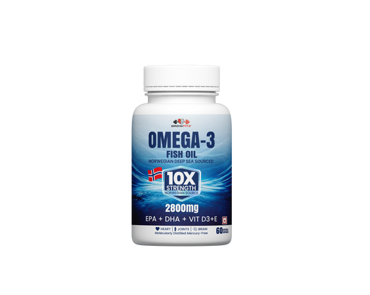 Omega 3 Fish Oil Capsules 2800mg | Fish Oil Omega 3 Supplement To Support Overall Health & Skin With Added Aloevera, Vitamin D3, Vitamin E For Men & Women - 60 Tablets