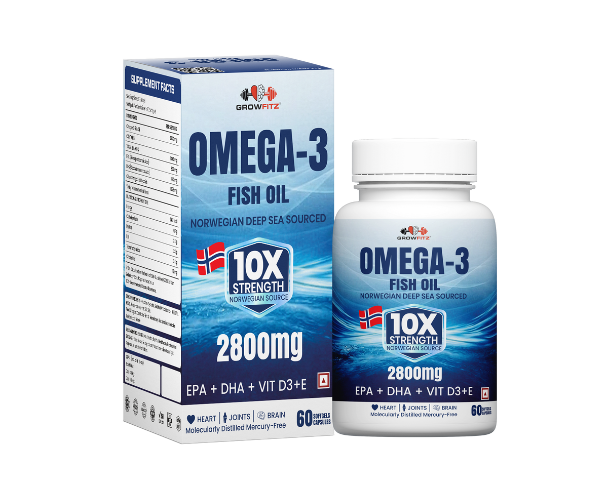 Omega 3 Fish Oil Capsules 2800mg | Fish Oil Omega 3 Supplement To Support Overall Health & Skin With Added Aloevera, Vitamin D3, Vitamin E For Men & Women - 60 Tablets