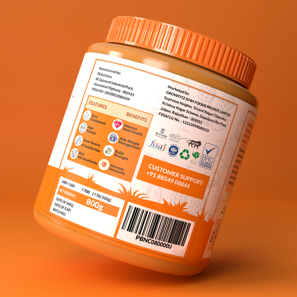 Natural Crunchy Peanut Butter | 26g Protein | 800g
